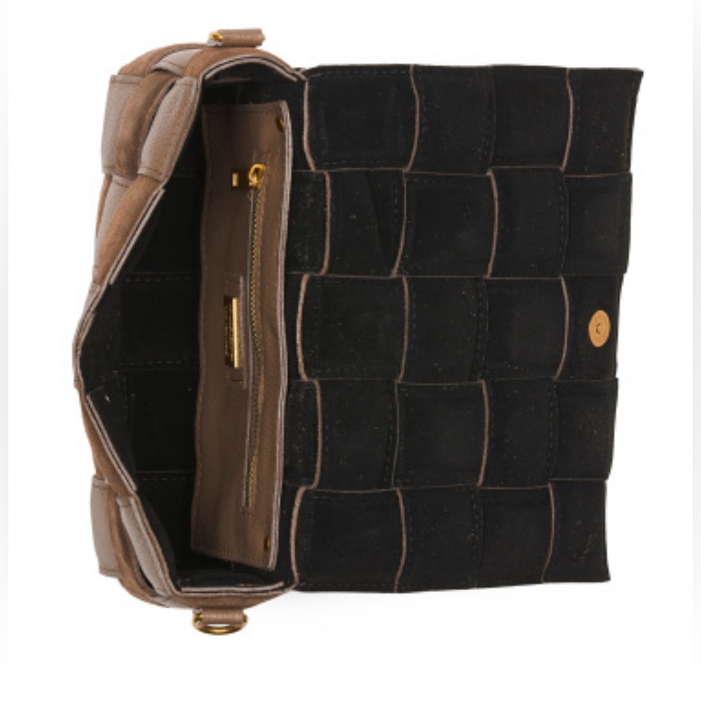 VIOLA CASTELLANI Fango brown Suede Cassette Crossbody Made In Italy - Picture 6 of 7